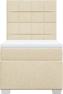 vidaXL Łóżko kontynentalne z materacem, kremowe, tkanina, 90x190 cm 4