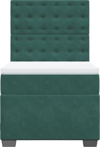 vidaXL Łóżko kontynentalne z materacem, zielone, aksamit, 80x200 cm 4