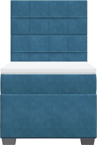 vidaXL Łóżko kontynentalne z materacem, niebieskie, 90x190 cm, aksamit 4