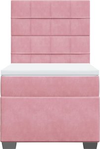 vidaXL Łóżko kontynentalne z materacem, różowe, aksamit, 90x190 cm 4