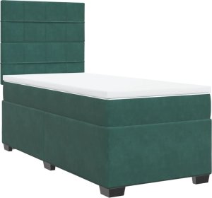 vidaXL Łóżko kontynentalne z materacem, zielone, aksamit, 90x190 cm 2
