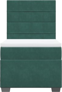 vidaXL Łóżko kontynentalne z materacem, zielone, aksamit, 90x190 cm 4