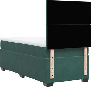 vidaXL Łóżko kontynentalne z materacem, zielone, aksamit, 90x190 cm 10