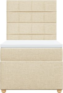 vidaXL Łóżko kontynentalne z materacem, kremowe, tkanina, 80x200 cm 4
