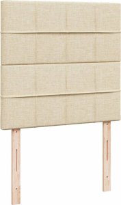 vidaXL Łóżko kontynentalne z materacem, kremowe, tkanina, 80x200 cm 7