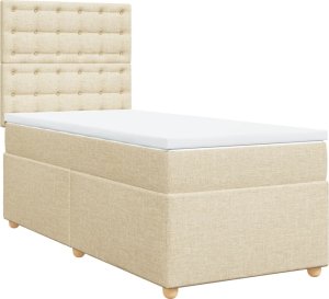 vidaXL Łóżko kontynentalne z materacem, kremowe, tkanina, 80x200 cm 2
