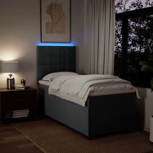 vidaXL Łóżko kontynentalne z materacem, ciemnoszara tkanina 80x200 cm 5