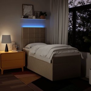 vidaXL Łóżko kontynentalne z materacem, kremowe, tkanina, 80x200 cm 5