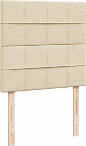 vidaXL Łóżko kontynentalne z materacem, kremowe, tkanina, 80x200 cm 7