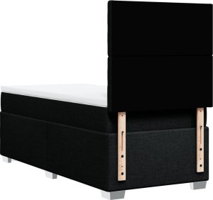 vidaXL Łóżko kontynentalne z materacem, czarne, tkanina, 80x200 cm 12