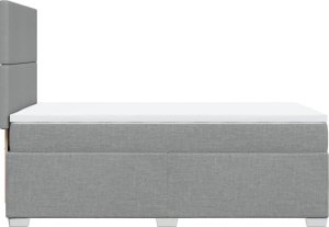 vidaXL Łóżko kontynentalne z materacem, jasnoszare, tkanina, 90x190 cm 11