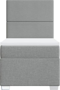 vidaXL Łóżko kontynentalne z materacem, jasnoszare, tkanina, 90x190 cm 6