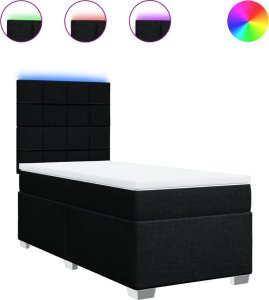 vidaXL Łóżko kontynentalne z materacem, czarne, tkanina 90x190 cm 2