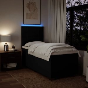 vidaXL Łóżko kontynentalne z materacem, czarne, tkanina 90x190 cm 5