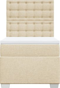 vidaXL Łóżko kontynentalne z materacem, kremowe, tkanina, 80x200 cm 6