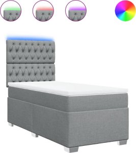 vidaXL Łóżko kontynentalne z materacem, jasnoszare, tkanina, 90x190 cm 2