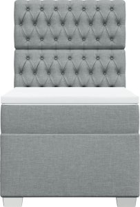 vidaXL Łóżko kontynentalne z materacem, jasnoszare, tkanina, 90x190 cm 6