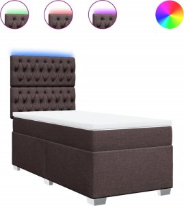 vidaXL Łóżko kontynentalne z materacem, brązowe, tkanina, 90x190 cm 2