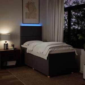 vidaXL Łóżko kontynentalne z materacem, brązowe, tkanina, 90x190 cm 4