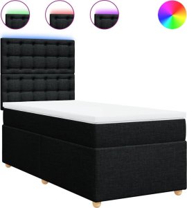vidaXL Łóżko kontynentalne z materacem, czarne, tkanina, 80x200 cm 2