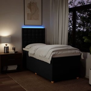 vidaXL Łóżko kontynentalne z materacem, czarne, tkanina, 80x200 cm 4