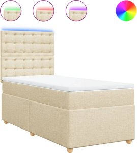 vidaXL Łóżko kontynentalne z materacem, kremowe, tkanina, 80x200 cm 2