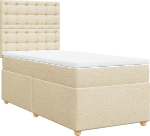 vidaXL Łóżko kontynentalne z materacem, kremowe, tkanina, 80x200 cm 3
