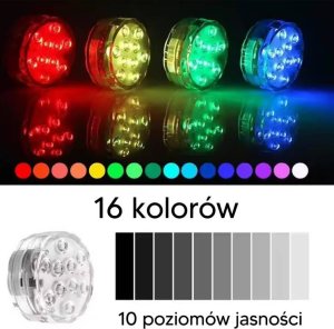 Aptel Wodoodporna LAMPA do podświetlania jacuzzi basenu LED RBG 10diod 24W biała ZD115 5