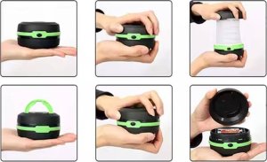 Aptel LAMPA Kempingowa składana LED 5W zimna biel 13x8,5cm czarno-zielona ZD128 5