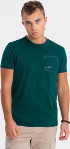 Ombre T-shirt męski bawełniany z kieszonką - morski V5 OM-TSPT-0154 L 1