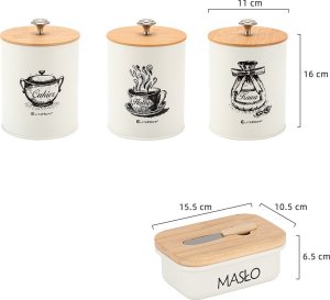 Elitehoff Zestaw 3 Pojemników Kuchennych i Maselniczka (E-6058) 5