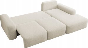 Selsey Narożnik z funkcją spania Carnos L-kształtny z dodatkowymi poduszkami lędźwiowymi kremowy szenil prawostronny 2