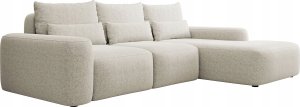 Selsey Narożnik z funkcją spania Carnos L-kształtny z dodatkowymi poduszkami lędźwiowymi kremowy szenil prawostronny 7