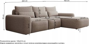 Selsey Narożnik z funkcją spania Carnos L-kształtny z dodatkowymi poduszkami lędźwiowymi kremowy szenil prawostronny 8