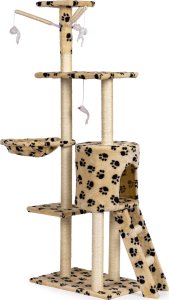 ModernHome Drapak dla kota domek drzewo legowisko 138cm xl Odciski Łapek 3