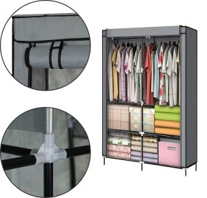 ModernHome Szafa tekstylna duża materiałowa garderoba z półkami na ubrania i buty 8