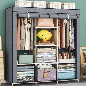 ModernHome Szafa tekstylna duża materiałowa garderoba z półkami na ubrania i buty 6