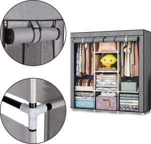 ModernHome Szafa tekstylna duża materiałowa garderoba z półkami na ubrania i buty 9