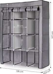 ModernHome Szafa tekstylna duża materiałowa garderoba z półkami na ubrania i buty 10