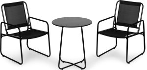 ModernHome Zestaw komplet mebli ogrodowych dwa krzesła stolik czarny 3