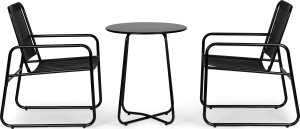 ModernHome Zestaw komplet mebli ogrodowych dwa krzesła stolik czarny 4