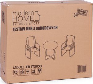 ModernHome Zestaw komplet mebli ogrodowych dwa krzesła stolik czarny 9