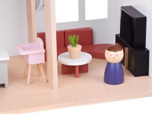 Jokomisiada Drewniany domek dla lalek Loft z lalkami (ZA5073) 13
