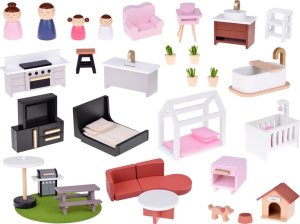 Jokomisiada Drewniany domek dla lalek Loft z lalkami (ZA5073) 4
