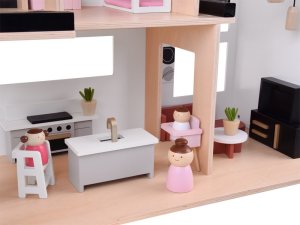 Jokomisiada Drewniany domek dla lalek Loft z lalkami (ZA5073) 8