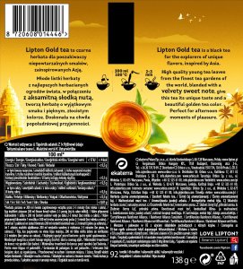 Lipton Herbata LIPTON czarna, Gold Tea, 92 torebki 4