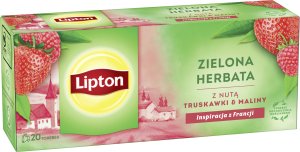 Lipton Herbata LIPTON zielona, z nutą truskawki i maliny, 20 torebek 2