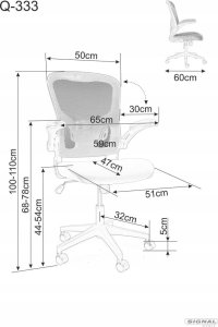 Krzesło biurowe Signal Fotel biurowy obrotowy Q-333 pomarańczowo szary 9