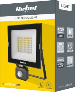 Naświetlacz Rebel Halogen reflektor lampa LED naświetlacz Rebel 50W 4000K 230V z sensorem ruchu i zmierzchu 3