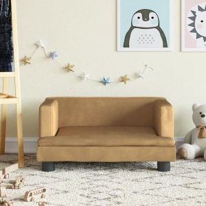 vidaXL vidaXL Sofa dla dzieci, brązowa, 60x40x30 cm, aksamit 1